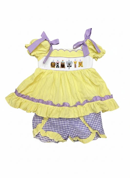 Handsmocked Party Animal Short Set
