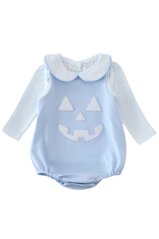 BLUE HALLOWEEN APPLIQUE 2PC BUBBLE SET