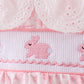 PINK BUNNY SMOCKED LACE COLLAR BOW BLOOMER SET