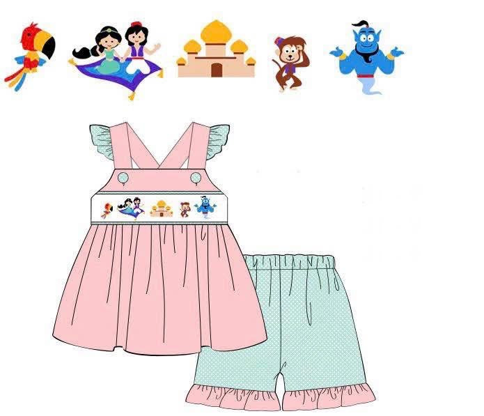 Whole  New World Handsmocked girls short set
