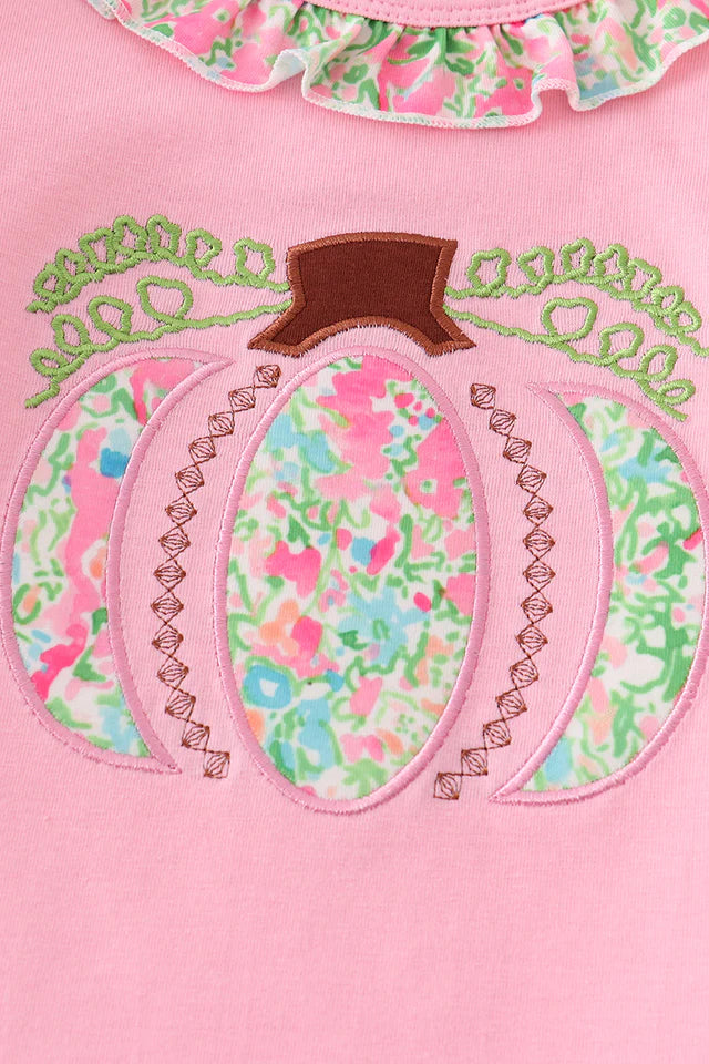 PINK PUMPKIN APPLIQUE GIRL SET