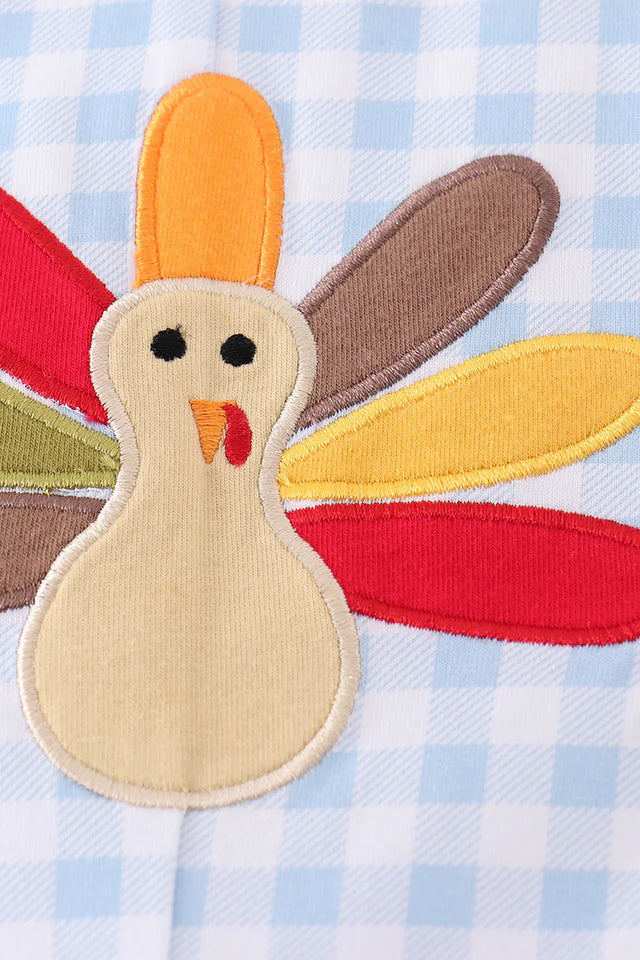 PREMIUM BLUE TURKEY EMBROIDERY PLAID BOY JONJON