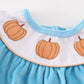 BLUE VELVET PUMPKIN EMBROIDERY GIRL BUBBLE