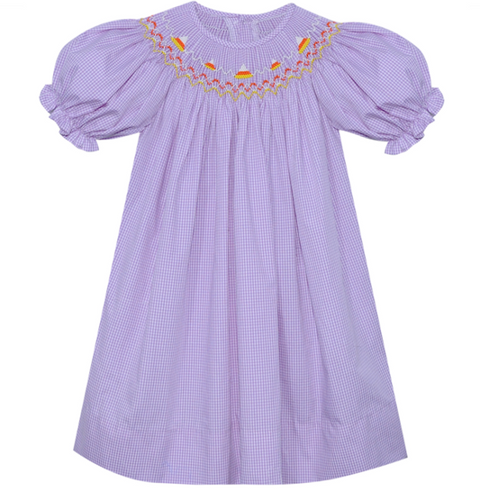 Candy Corn Smocked bishop-Purple