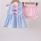 BLUE SAILBOAT EMBROIDERY JACQUARD BLOOMER SET