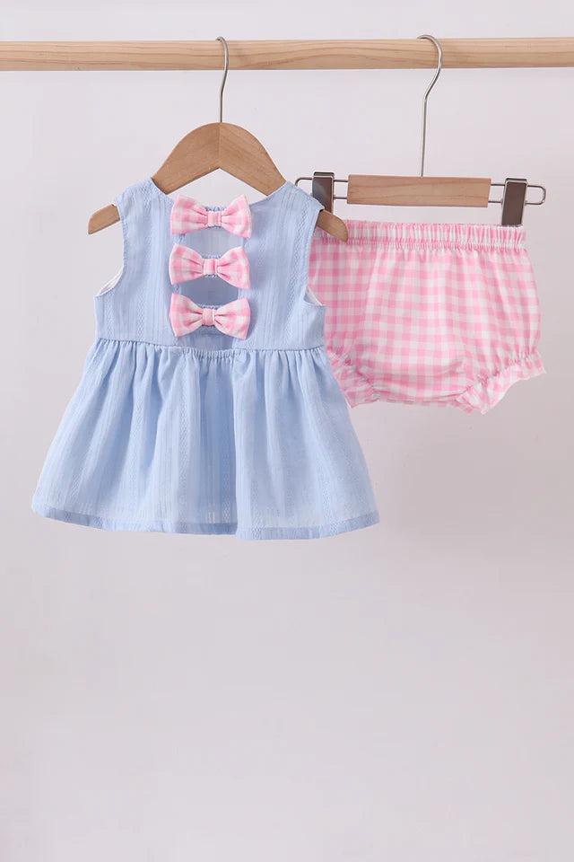 BLUE SAILBOAT EMBROIDERY JACQUARD BLOOMER SET