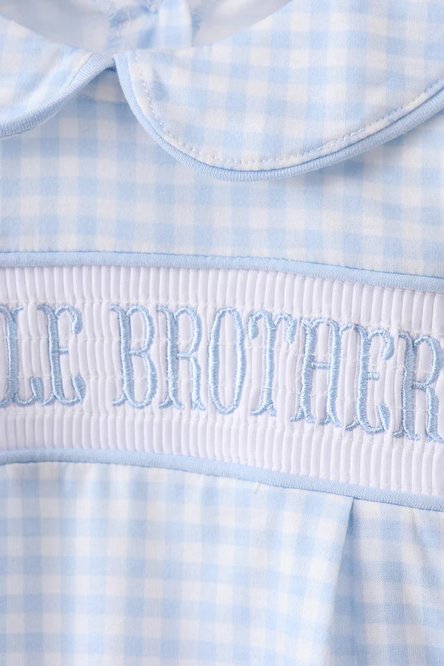 BLUE LITTLE BROTHER SMOCKED BUBBLE