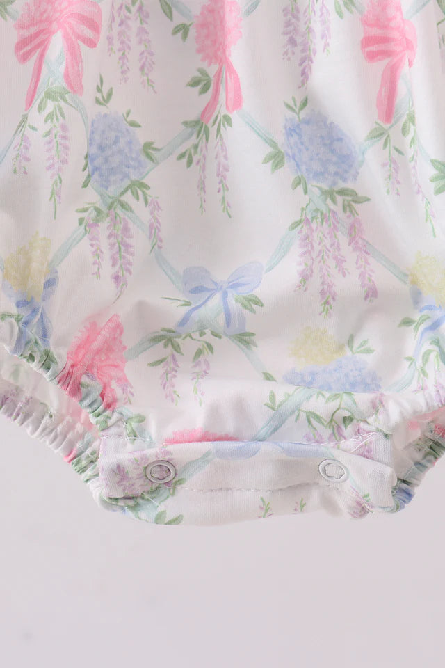 FLORAL PRINT LITTLE SISTER SMOCKED BUBBLE