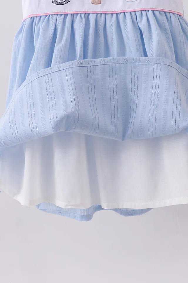 BLUE SAILBOAT EMBROIDERY JACQUARD SHORTS SET