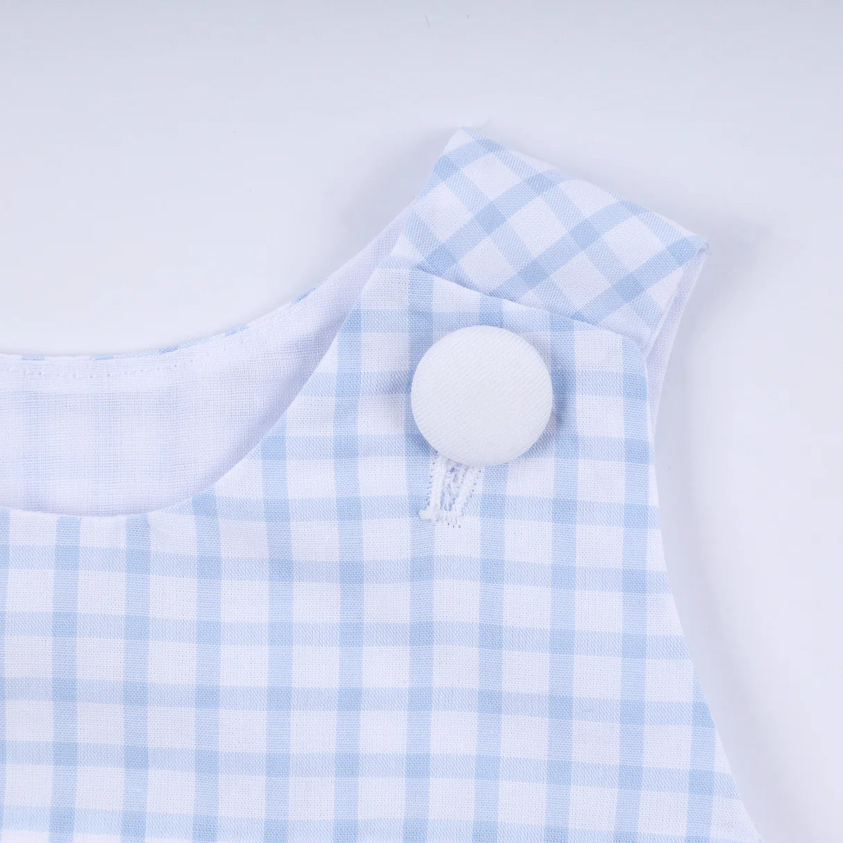 BLUE CHARACTER HAND SMOCKED GINGHAM BUBBLE