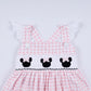 PINK CHARACTER HAND SMOCKED GINGHAM RUFFLE DRESS
