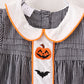 Girls  Black Gingham Halloween Embroidery Dress