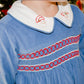 Smocked Santa Romper with embroidered collar