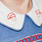 Smocked Santa Romper with embroidered collar