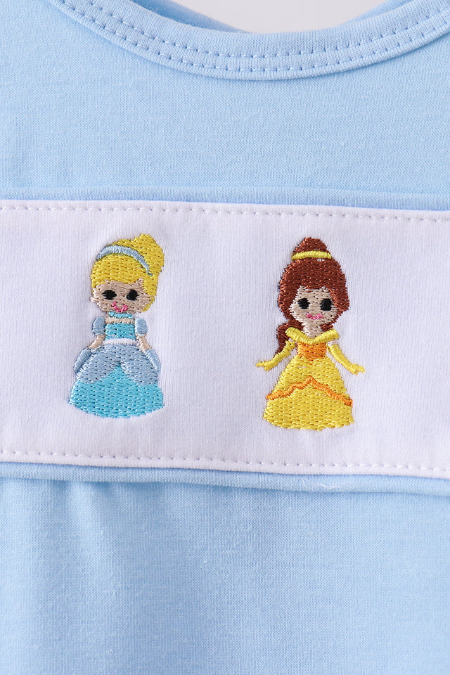 BLUE CHARACTER EMBROIDERY RUFFLE BLOOMER SET