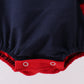 NAVY PUPPY FIREWORKS APPLIQUE RUFFLE BUBBLE