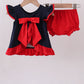 NAVY PUPPY FIREWORKS APPLIQUE RUFFLE BLOOMER SET