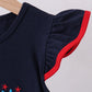 NAVY PUPPY FIREWORKS APPLIQUE RUFFLE DRESS