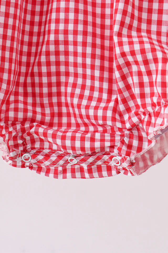 RED FLAG SMOCKED GINGHAM BUBBLE