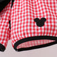 RED CHARACTER EMBROIDERY GINGHAM SHORTS SET