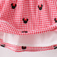 RED CHARACTER SMOCKED GINGHAM SHORTS SET
