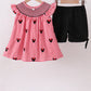 RED CHARACTER SMOCKED GINGHAM SHORTS SET