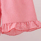 PINK FLAG SMOCKED RUFFLE SHORTS SET