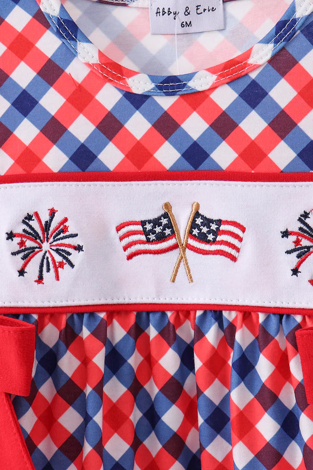 RED FLAG FIREWORKS EMBROIDERY RUFFE BLOOMER SET