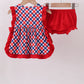 RED FLAG FIREWORKS EMBROIDERY RUFFE BLOOMER SET
