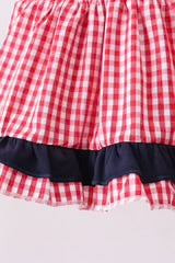RED FLAG SMOCKED GINGHAM BLOOMER SET