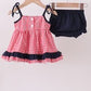 RED FLAG SMOCKED GINGHAM BLOOMER SET