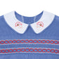 Long Sleeve Blue corded Santa Short Set