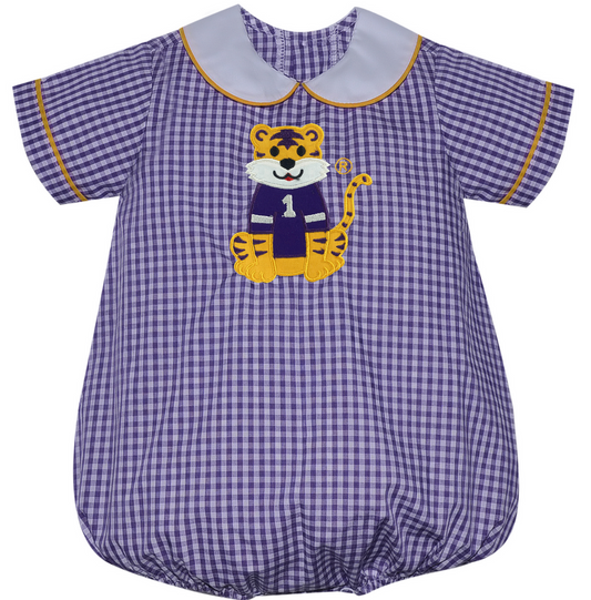 Purple/Gold Boy Bubble with Applique