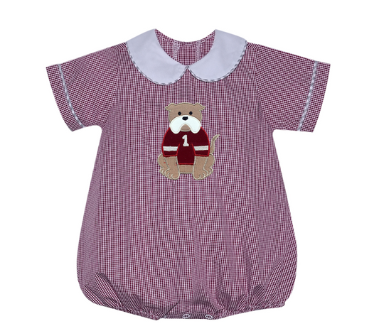 Maroon/White Boy Bubble with Applique