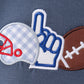 BLUE FOOTBALL APPLIQUE BUBBLE