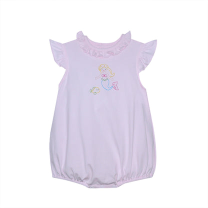 Pink Mermaid Bubble-Hand Embroidered