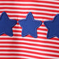 Red stripe star appliqué shorts set