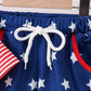 Red stripe star appliqué shorts set