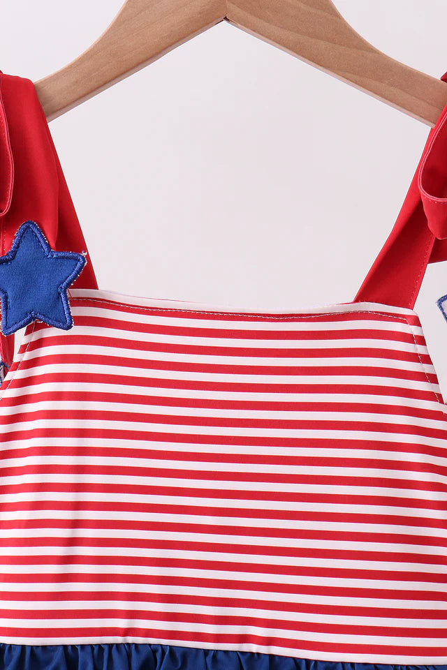 BLUE STAR STRIPE ONE-PIECE SWIMSUIT