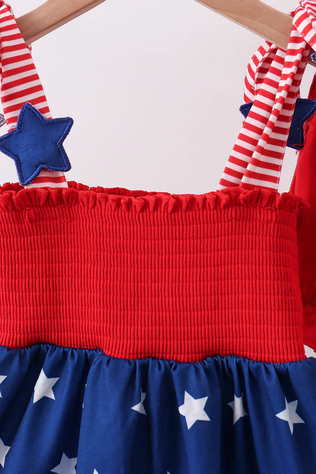 BLUE STAR SMOCKED RUFFLE BUBBLE