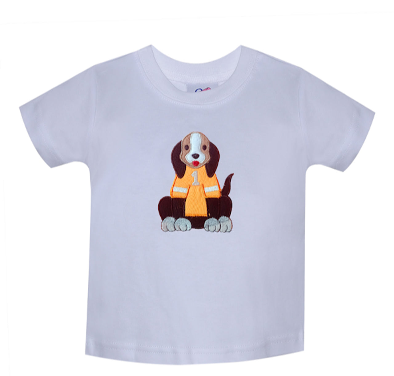 White Knit Shirt with Orange Applique