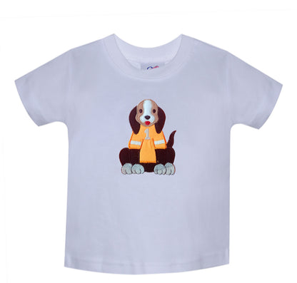 White Knit Shirt with Orange Applique