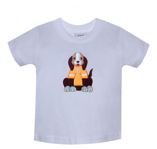 White Knit Shirt with Orange Applique