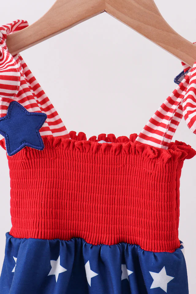 BLUE STAR SMOCKED RUFFLE BUBBLE