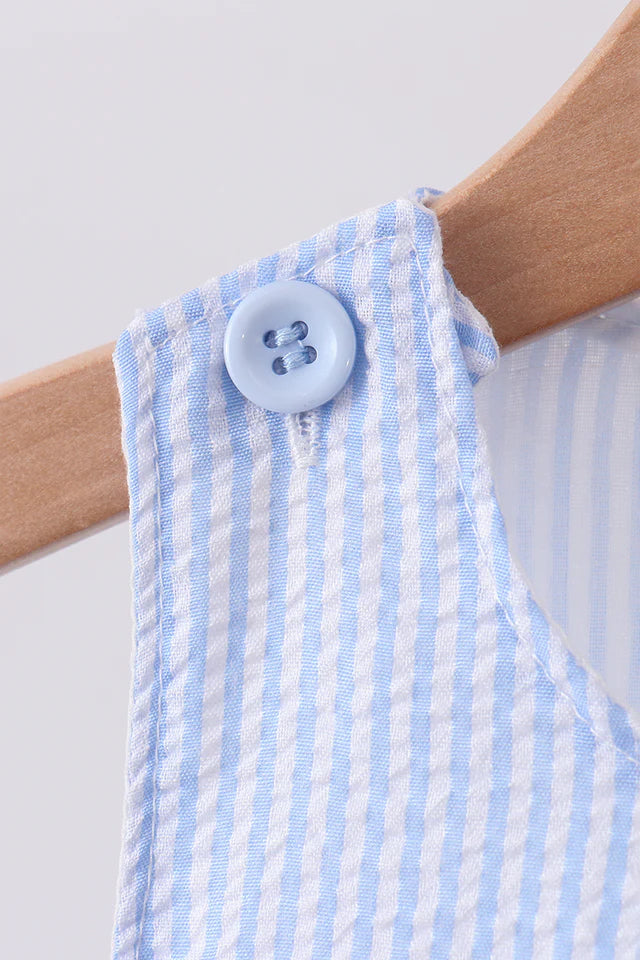 BLUE SEERSUCKER ANIMAL SMOCKED BUBBLE