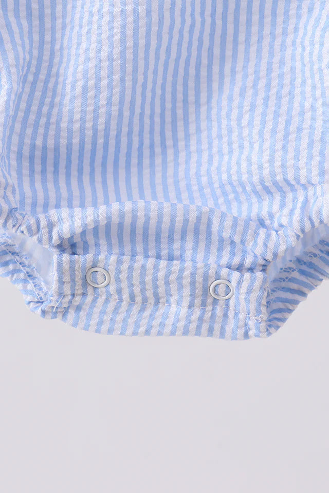 BLUE SEERSUCKER ANIMAL SMOCKED BUBBLE