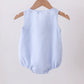 BLUE SEERSUCKER ANIMAL SMOCKED BUBBLE