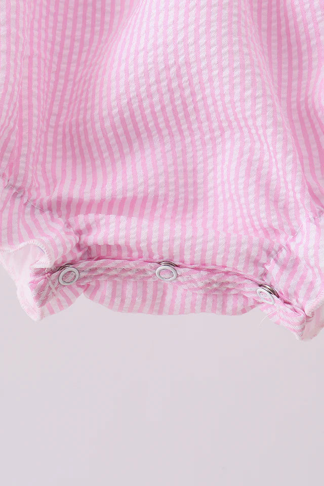 PINK SEERSUCKER ANIMAL SMOCKED RUFFLE BUBBLE