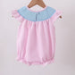 PINK SEERSUCKER ANIMAL SMOCKED RUFFLE BUBBLE