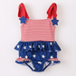 BLUE STAR STRIPE ONE-PIECE SWIMSUIT